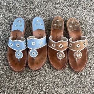 Lot of 2 Jack Rogers Jacks Flat Sandals Light Blue and Cork Size 11